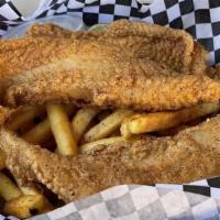 Fish & Chips · A crispy house breaded fish fillet with 2 sides of your choice, you can choose between our h...