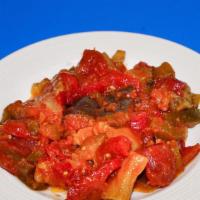 5. Sautéed Eggplant  · Prepared with eggplants, red & green peppers, tomatoes, garlic & onions.
