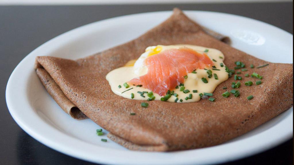 Smoked Salmon Crepe · Comes  with creme fraiche and chives.