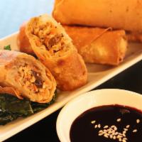 Chicken Basil Egg Roll · 4 PC served with housemade blueberry hoisin sauce