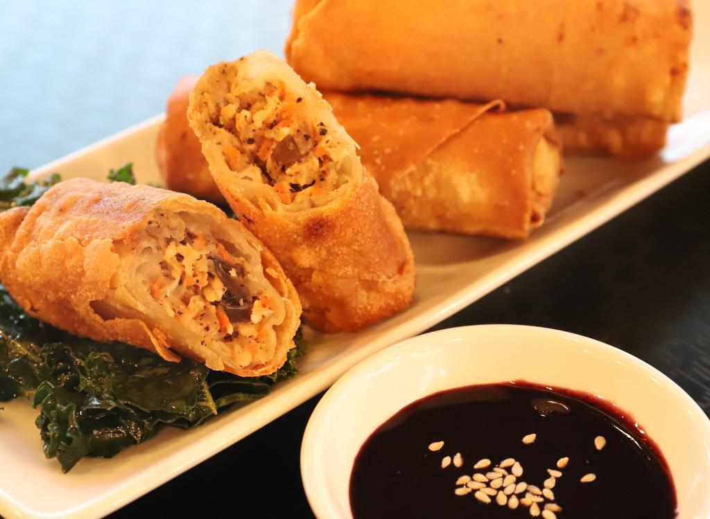 Chicken Basil Egg Roll · 4 PC served with housemade blueberry hoisin sauce