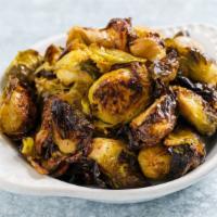 Vegan Brussels Sprouts · Roasted Brussels sprouts tossed in a tasty apple cider vinaigrette.