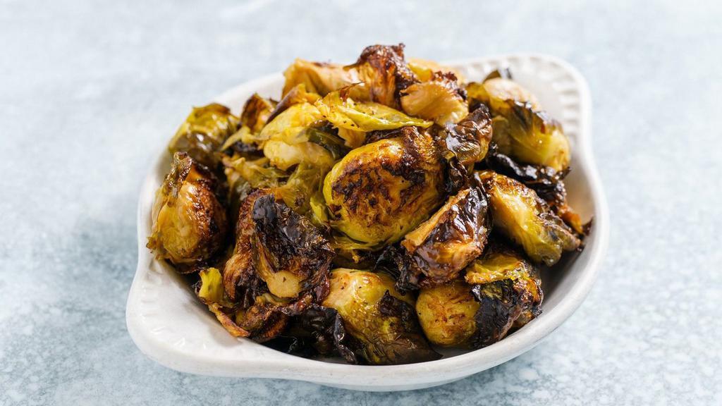Vegan Brussels Sprouts · Slow roasted and tossed in a maple balsamic glaze.