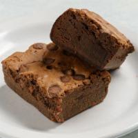 Fudgy Brownie · A freshly baked dark chocolate chunk brownie.