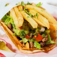 Top Shelf Taco · Choice of meat, crispy and soft tortillas with melted cheese, smear of refried, sour cream, ...