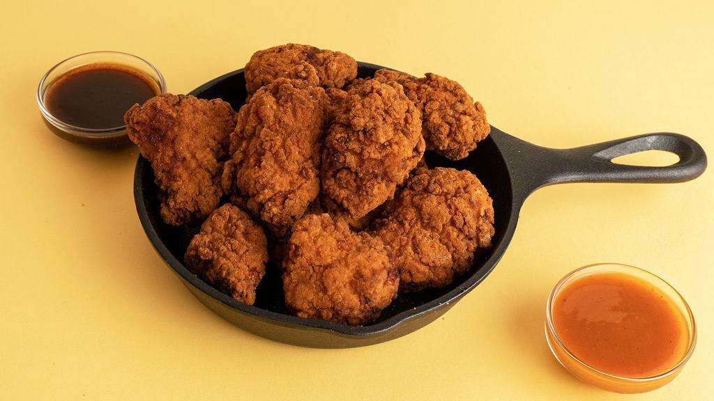 Bbq Boneless Wings · Hand breaded and battered, our boneless chicken wings smothered in our delicious BBQ sauce.