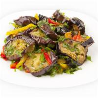 Sautéed Eggplant · Marinated eggplant sautéed in house recipe, served with red sauce and pita bread.