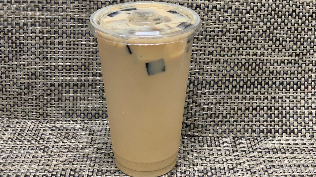 D17. milk tea with grass jelly · milk , tea, white grass jelly