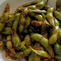 Spicy Garlic Edamame · Pan fried soy bean with garlic and house special sauce.