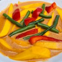 Thai Mango Curry* · Aromatic Thai coconut curry with fresh mango and your choice of curry and protein. (Vegan an...