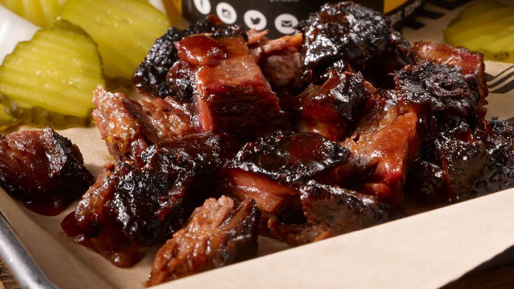 Brisket Burnt Ends · Slow-smoked in our pit, tossed in our sweet barbeque sauce