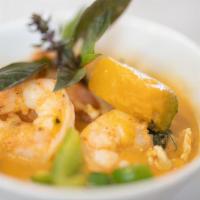 Seafood Pumpkin Curry* · Gluten-free, Mild Spicy. Prawns, Scallop, Calamari in red curry with pumpkin, bell pepper, T...