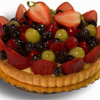 *Fruit Tart · Butter tart shell filled with custard, topped with fresh glazed fruit (We can only write a m...