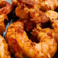 Peruvian BBQ Shrimp Skewer (Anticucho de Camaron) · Delicious flavor derived from anticucho street food. Same aji panca marinade.  (Served with ...