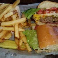 Old Timer · 1/3 lb. Beef Patty, Pastrami, American & Jack cheese, lettuce, tomato, onion, mayo, mustard,...