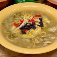 Fire Roasted Green Chili Chicken Soup · A wonderful blend of fire roasted green chili,, pulled chicken, white beans and spices.  Ful...