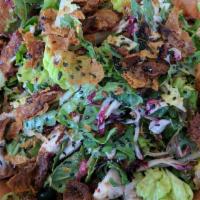 Sesame Salad · Organic Romaine. Mixed Greens, Pickled Daikon & Carrots, Fried Shallots w/ Ancho Chili Vinai...