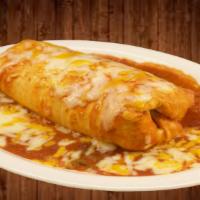Super Enchilada · Choice of meat, rice, beans, vegetables rapped up in a burrito top with a mild red sauce and...