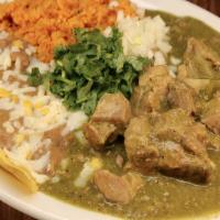 Chile Verde · (pork in a green sauce).