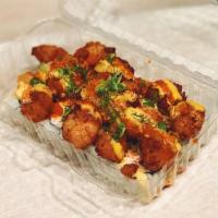 Popcorn Langoustine (Cooked) · In: crab, avocado, shrimp tempura out: tempura baby langoustine, tobiko, scallion, spicy may...