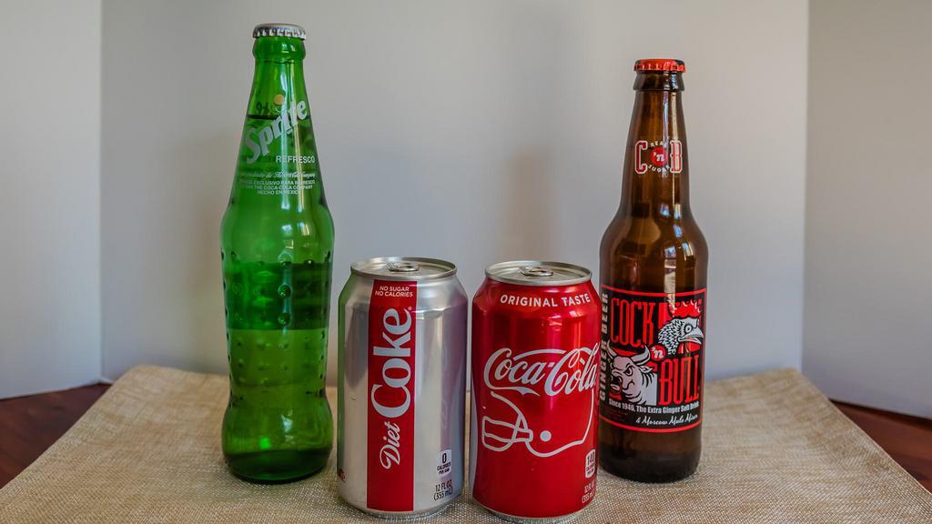 Beverages · Coke, Diet Coke, Sprite, Root Beer, Ginger Brew