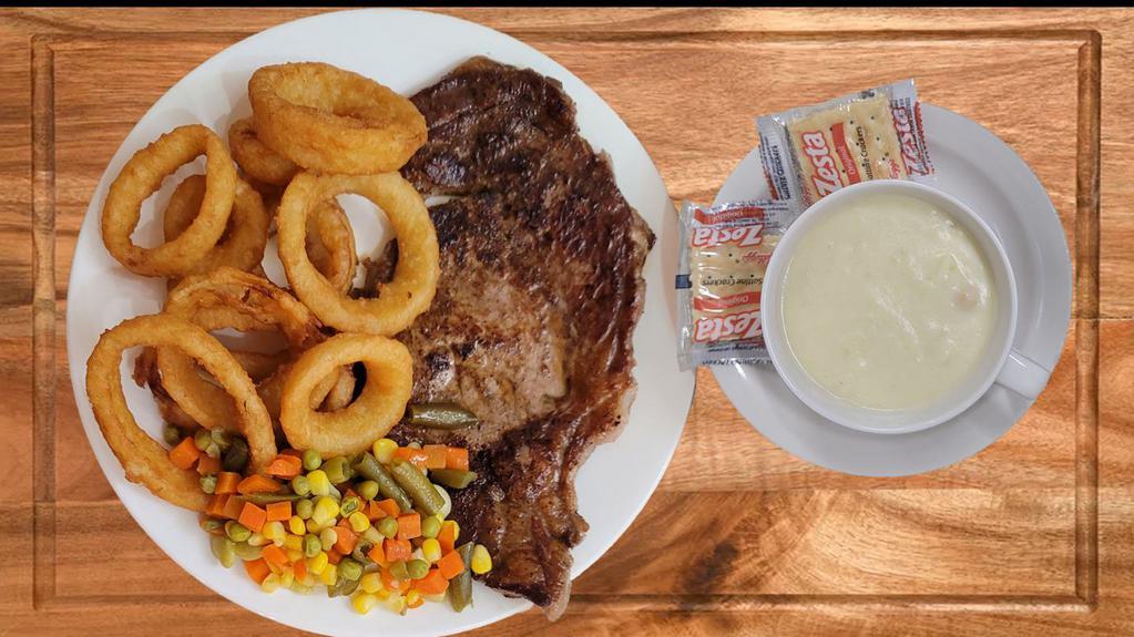 Rib Eye Steak Dinner · 12 oz. Grilled to order.