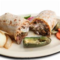 Super Burrito · Choice of meat, rice, beans, pico de gallo, melted cheese, sour cream and guacamole.