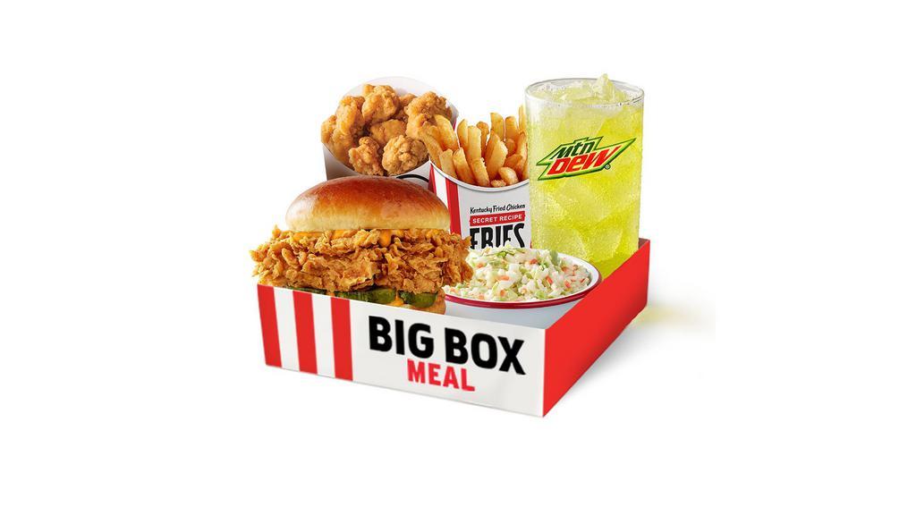 Spicy Chicken Sandwich Box · Our Spicy Chicken Sandwich (extra crispy filet with premium pickles, spicy mayo, on a brioche-style bun), three sides of your choice, and a medium drink. (830-1590 cal.)