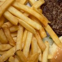Hamburger · With french fries.