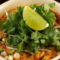 Tamarind Egg Drop Curry Noodles with Peanuts (Mee Kati) · Vegetarian. Flat rice noodles in a rich egg drop curry broth seasoned with peanuts, fermente...