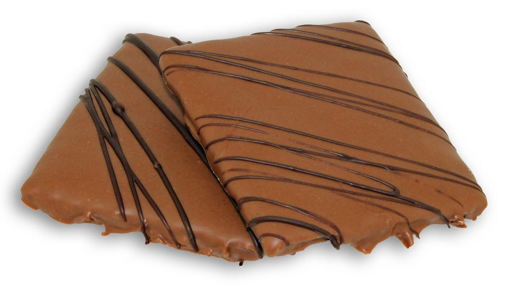 Graham Crackers · Dipped in milk chocolate and drizzled with dark chocolate.