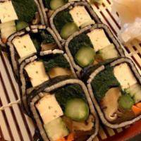 Soba Sushi · A roll made up of buckwheat noodles (in place of sushi rice), spinach, assuage tofu, asparag...