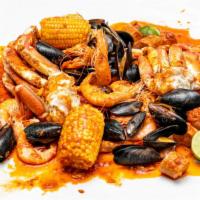 Combo No. 2 · 1 lb. Dungeness clusters, 1 lb. Head on shrimp or clams, 1 lb. Black mussels
