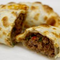#1. Carne · Halal ground beef, olive oil, onion, garlic, tomato, pepper, olive, flour, butter and spices.