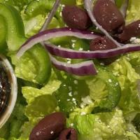 Mediterranean Salad · Romaine lettuce, feta cheese, kalamata olives, red onions, tomatoes, bell peppers served wit...