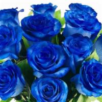 12 Blue Roses  · One Dozen Blue Roses wrapped