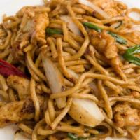 Mongolian Spiced Chow Mein · Stir-fried egg noodles in a sweet-spicy garlic bean paste. Spicy.