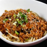 Szechwan Pork Noodles · Minced pork, salted greens in a spicy sesame garlic paste topped with green onions, cilantro...