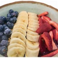 #01 RODEO BEACH SURF - Banana Base - LARGE · BLENDED: Organic Acai with organic banana - TOPPED: Organic blueberry, organic strawberry, o...