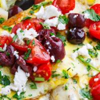Mediterranean Style Omelette · Olives, feta cheese, tomatoes, spinach & chives.