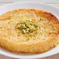 Kanafeh · Layered with shredded sweet crispy filo, string cheese and topped with crushed pistachios - ...