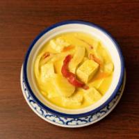 Yellow Curry · Coconut milk, potatoes, red bell peppers, onions and carrot.