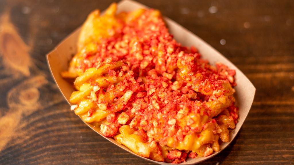 Deluxe Waffle Fries · Large Waffle Fries with Nacho Cheese and Hot Cheeto Crumbs