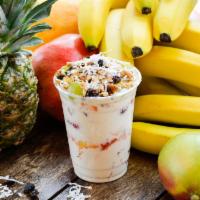 Bionico Tray (Seasonal Fruit) · Fruit choices: apple, papaya, strawberry, banana, melon, & mango. (coconut, granola & raisin...