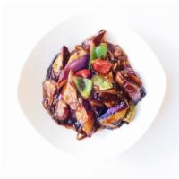Sweet & Spicy Braised Eggplants · Chinese eggplants braised in a sweet & spicy sauce. Spicy, vegan.