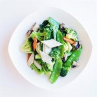 Buddha's Delight · A delightful veggie medley w/ broccoli, bok choy, mushrooms, snow peas, and carrots. Vegan.