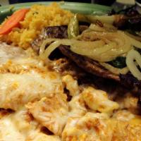 Chilaquiles Con Carne Asada · Tender Steak / Scrambled Eggs mixed with cut tortillas, onions, bell pepper, tomatoes & melt...