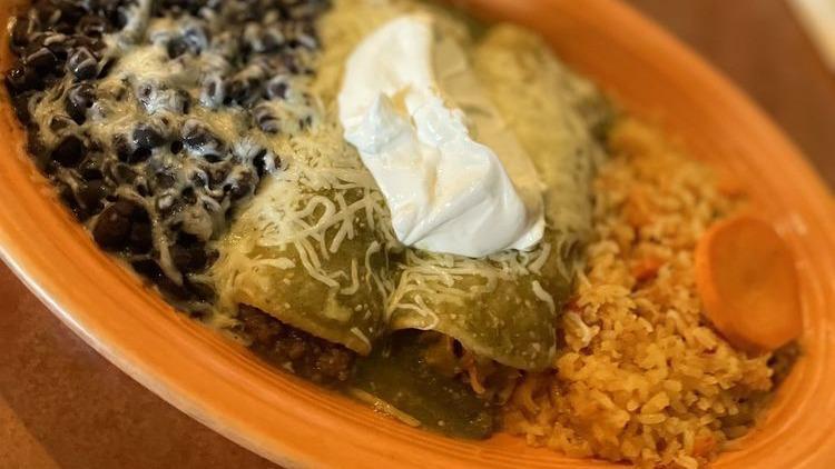 24. Green Enchiladas (3)  · 3 enchiladas with salsa verde topped with cheese and sour cream