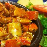 Crab Legs · Prepared with our garlic sauce or a la diabla spicy sauce.