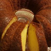 Brown Butter Pound Cake · Pound cake slice in bundt style with a sweet organic brown butter glaze.